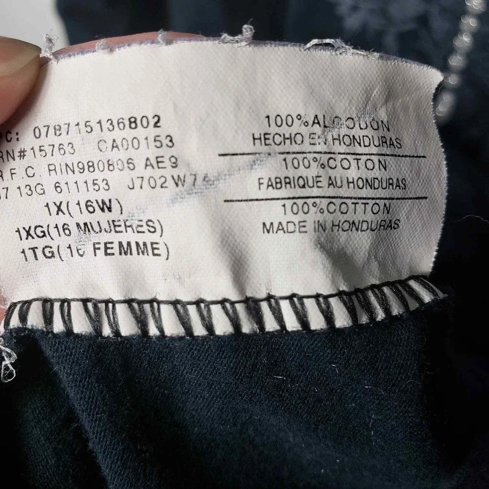 Just My Style Plus Size 1X 16W Black V-Neck Long Sleeve Embellished‎ Tunic Top - Picture 5 of 6